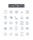 Chatbots line icons collection. Artificial intelligence, Virtual assistants, Robotic technology, Machine learning