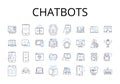 Chatbots line icons collection. Artificial intelligence, Virtual assistants, Robotic technology, Machine learning