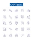 Chatbots line icons signs set. Design collection of Chatbots, Artificial, Intelligence, Automated, Conversational