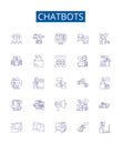 Chatbots line icons signs set. Design collection of Chatbots, Artificial, Intelligence, Automated, Conversational