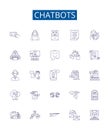 Chatbots line icons signs set. Design collection of Chatbots, Artificial, Intelligence, Automated, Conversational