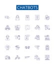 Chatbots line icons signs set. Design collection of Chatbots, Artificial, Intelligence, Automated, Conversational