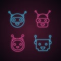 Chatbots neon light icons set