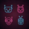 Chatbots neon light icons set