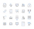 Chatbots outline icons collection. Chatbots, AI, Automation, Bot, Conversational, Dialogflow, Machine-learning vector