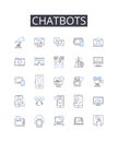 Chatbots line icons collection. Evaluate , Estimate , Assess , Rate , Judge , Determine , Analyze vector and linear