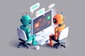 Chatbots powered by AI working and chatting on a computer. AI