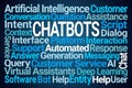 Chatbots Word Cloud on Blue Background Royalty Free Stock Photo