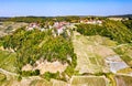 Chateau-Chalon above its vineyards in Jura, France Royalty Free Stock Photo