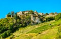 Chateau-Chalon village above its vineyards in Jura, France Royalty Free Stock Photo