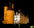 Chateau Chenonceau at night. Royalty Free Stock Photo