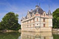 Chateau d`Azay le Rideau and peaceful reflection it is one of the earliest French Renaissance chateaux and list as an UNESCO worl