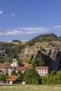 Chateau d'Arlempdes with old town Arlempdes, Haute-Loire, France Royalty Free Stock Photo