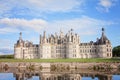Chateau de Chambord, royal medieval french castle with reflectio Royalty Free Stock Photo