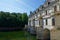 Chateau de Chenonceau castle spanning the river Cher, in France.