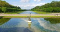 Chateau de Fontainebleau, view of the main canal in the garden, French traditional garden, Fontainebleau, France