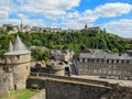 The Chateau de Fougeres: Medieval black roofed castle and town on the edge of Brittany, Maine and Normandy, Fougeres, France Royalty Free Stock Photo