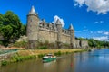 Chateau de Josselin by the river Oust, is located in Morbihan in Brittany. Royalty Free Stock Photo