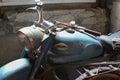 Chateau de Savigny near Beaune in Mid France with Pullman motorcycle with patina to view