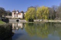 Chateau de Sercy reflecting in its moat, Bourgogne Franche Comte Royalty Free Stock Photo