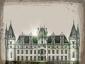 Chateau, France. Hand drawn pencil sketch vector Royalty Free Stock Photo