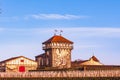 Chateau Smith haute Lafitte, wine tasting main building and wine making facilities on either side and one vinyard in forground Royalty Free Stock Photo