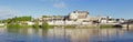 Chateau and village of Amboise on loir river Royalty Free Stock Photo