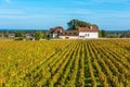 Chateau with vineyards in the autumn season, Burgundy, France Royalty Free Stock Photo