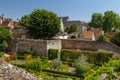 View to the garden of medieval castle in Chateaudun town, France