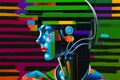 Pop art, GPT 4, AI, ai Robot, ai projects, ai illustration, digital art. Royalty Free Stock Photo