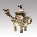 [Museum treasure 24]-HE Wtih A Dragon Spout And Animal Mask bronzeware.Shanghai Museum, China