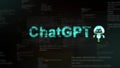 Chatgpt animation with chatbot robot. Programming code language in background. Concept of AI to life. Royalty Free Stock Photo