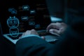 ChatGPT Chat with AI or Artificial Intelligence. Digital chatbot, robot application, OpenAI generate. Futuristic technology, Man Royalty Free Stock Photo