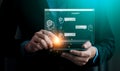 ChatGPT Chat with AI or Artificial Intelligence technology, business use AI smart technology by inputting, deep learning Neural