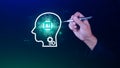 ChatGPT Chat with AI or Artificial Intelligence, using touch AI icon on virtual screen, robot application, Digital chatbot, OpenAI Royalty Free Stock Photo