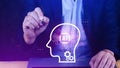 ChatGPT Chat with AI or Artificial Intelligence, using touch AI icon on virtual screen, robot application, Digital chatbot, OpenAI Royalty Free Stock Photo