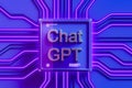 ChatGPT and chip with data processing and circuit chain Royalty Free Stock Photo