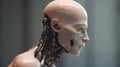 A ChatGPT concept. A human like android with the face of a human and the brain of an AI. Generative AI