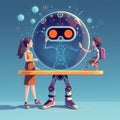 Chatgpt Illustration of artificial intelligence: balancing act Royalty Free Stock Photo