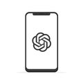 ChatGPT logo on the OpenAI website on a smartphone. flat design