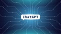 ChatGPT neural network natural language processing algorithm chat bot vector banner. OpenAI GPT chatbot technology