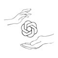 ChatGPT. open AI. The concept of human interaction with neural networks. Introduction of modern technologies into