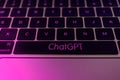 ChatGPT text on PC keyboard. ChatGPT is a chatbot launched by OpenAI