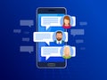 Chating and messaging on smartphone concept. Sms messages and Speech bubbles. Short message service bubbles. Flat vector Royalty Free Stock Photo