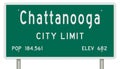 Chattanooga road sign showing population and elevation