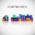 Chattanooga skyline silhouette in colorful geometric style.