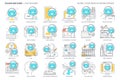 Chatter robot related, color line, vector icon, illustration set Royalty Free Stock Photo