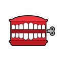Chatter teeth toy isolated. April Fools Day symbol. Jaw toy vector illustration