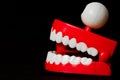 Chattering teeth toy from the side with open mouth Royalty Free Stock Photo