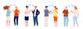 Chatting characters. Different persons talking man and woman with speech bubbles people conversation dialogue concept Royalty Free Stock Photo